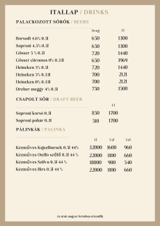 Sörök, pálinkák - Beers, palinka