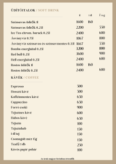 Üdítő, kávé - Soft drinks Coffee