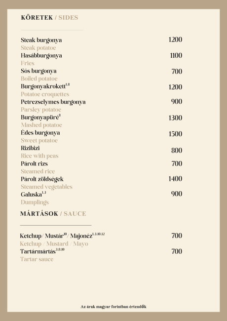 Köret, mártás - Sides, sauce