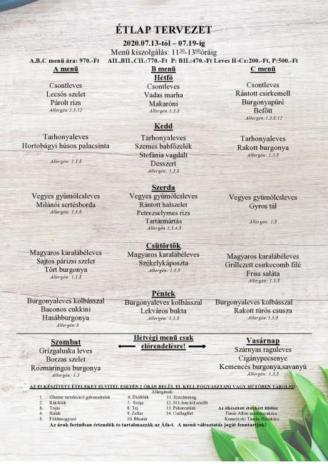 Heti menü 2020/29.hét Heti menü 2020/29.hét