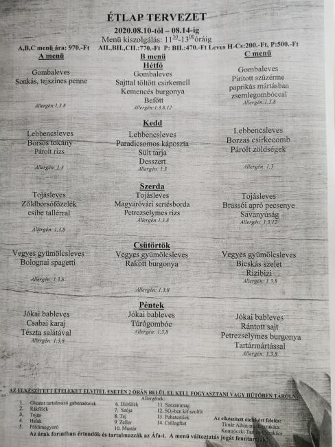 Heti menü 2020/33.hét