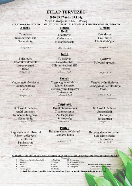 Heti menü 2020/37.hét