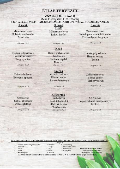 Heti menü 2020/43.hét
