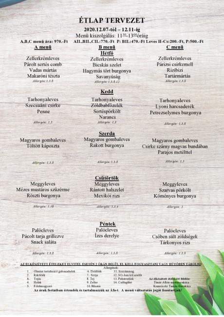 Heti menü 2020/50.hét