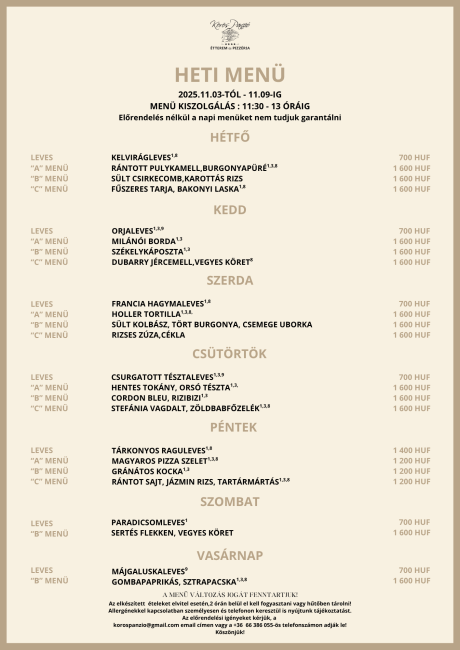 Heti menü 45. hét