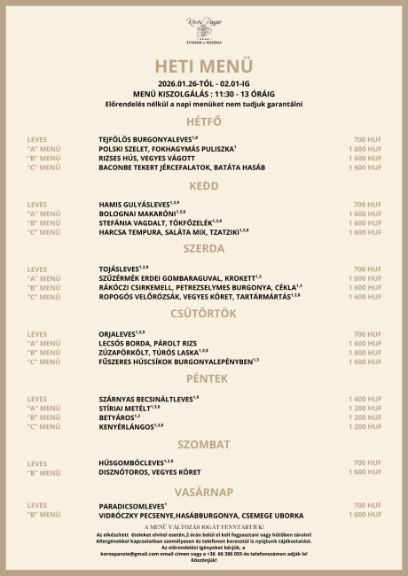Heti menü 5. hét
